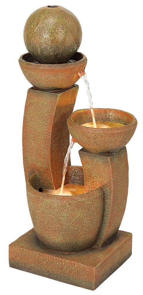 Curved Columns 31" High Large Modern Zen Indoor Outdoor Decor Faux Stone Floor Fountain with Light LED Outside Garden Patio