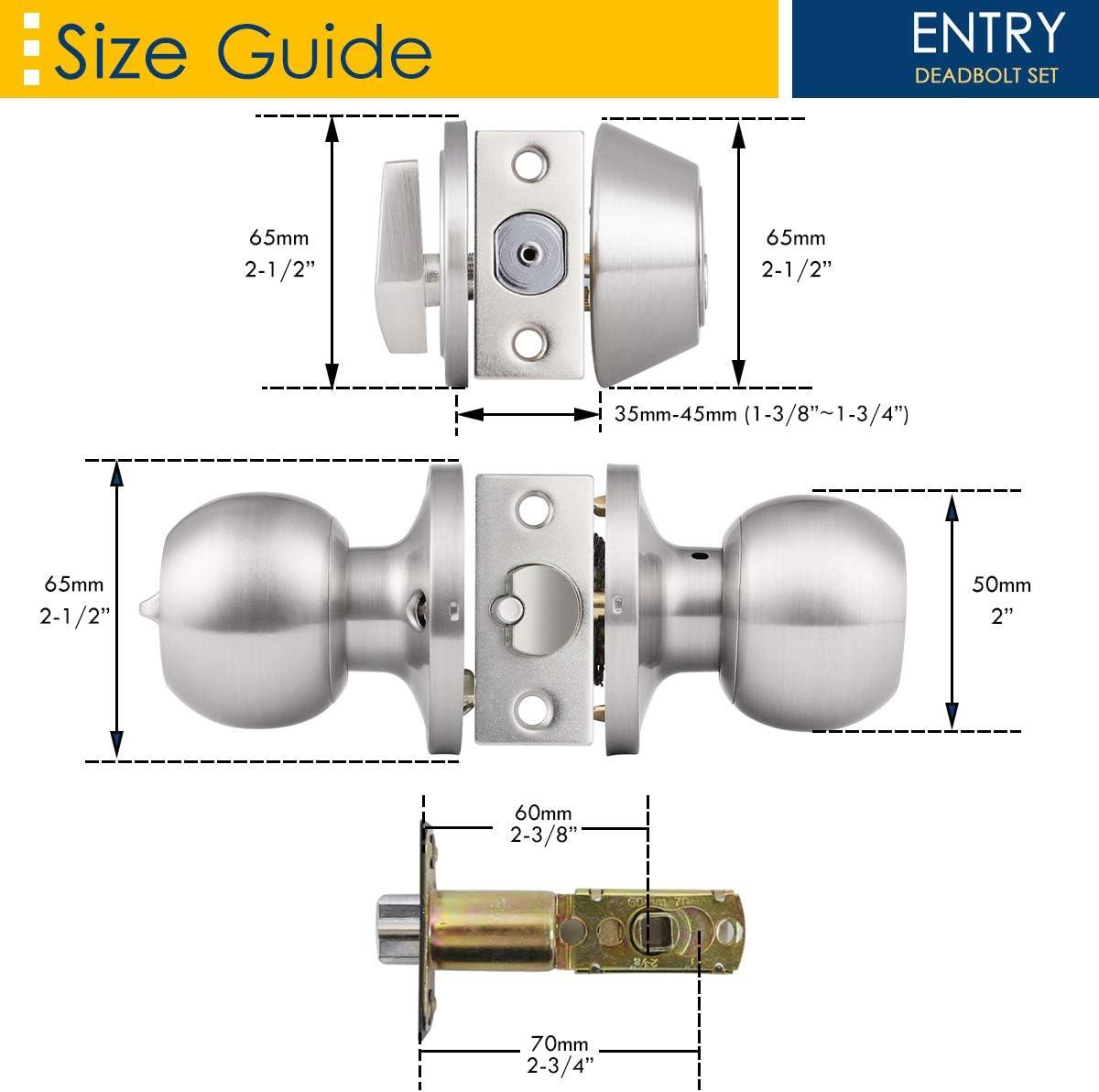 Satin Nickel Keyed Alike Entry Door Knobs and Deadbolts Set