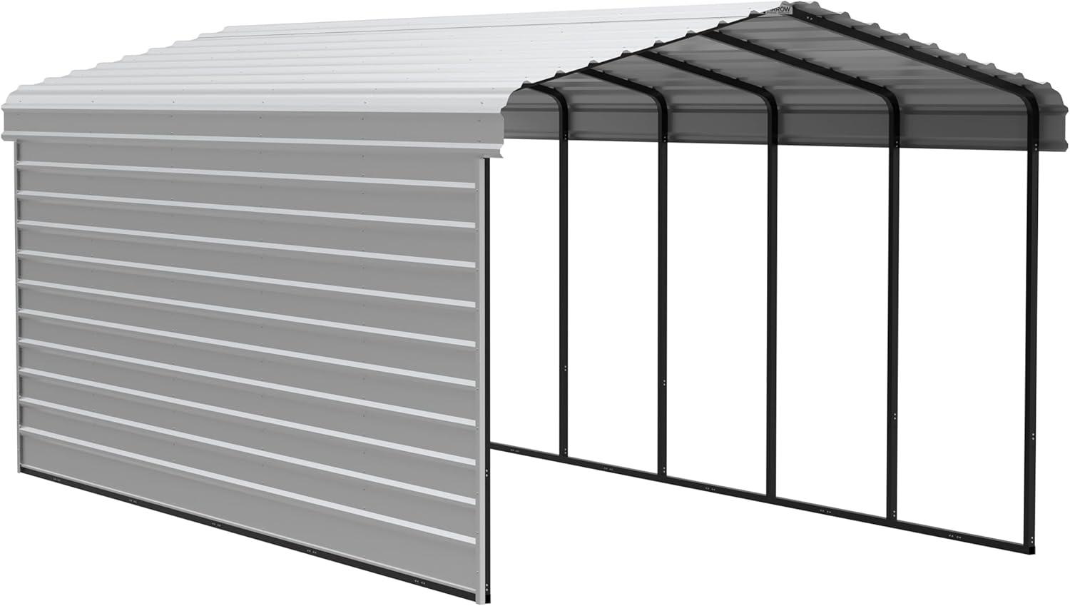 Arrow Arrow Steel Carport with 1 Side Wall Kit, 12x24x09