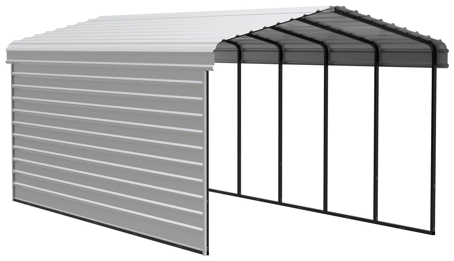 Arrow Arrow Steel Carport with 1 Side Wall Kit, 12x24x09