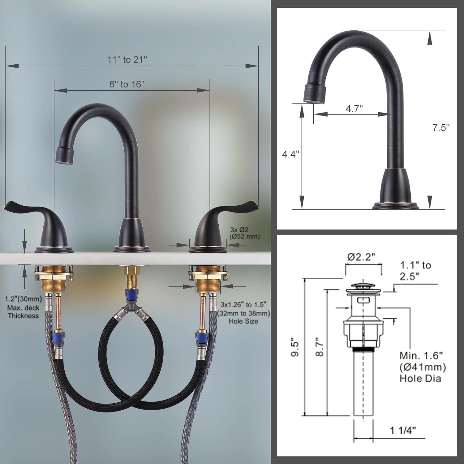 Oil Rubbed Bronze 8-Inch Widespread Bathroom Faucet with High Arc Spout