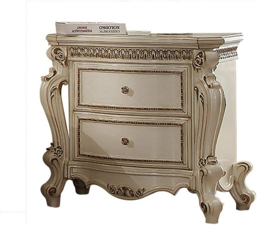 Picardy Antique Pearl 32" Traditional Carved Nightstand with 2 Drawers