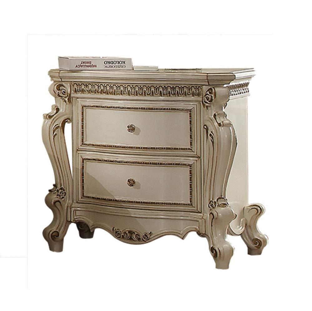 31" Picardy Nightstand Antique Pearl - Acme Furniture: French Provincial Style, 5 Drawers & 2 Doors