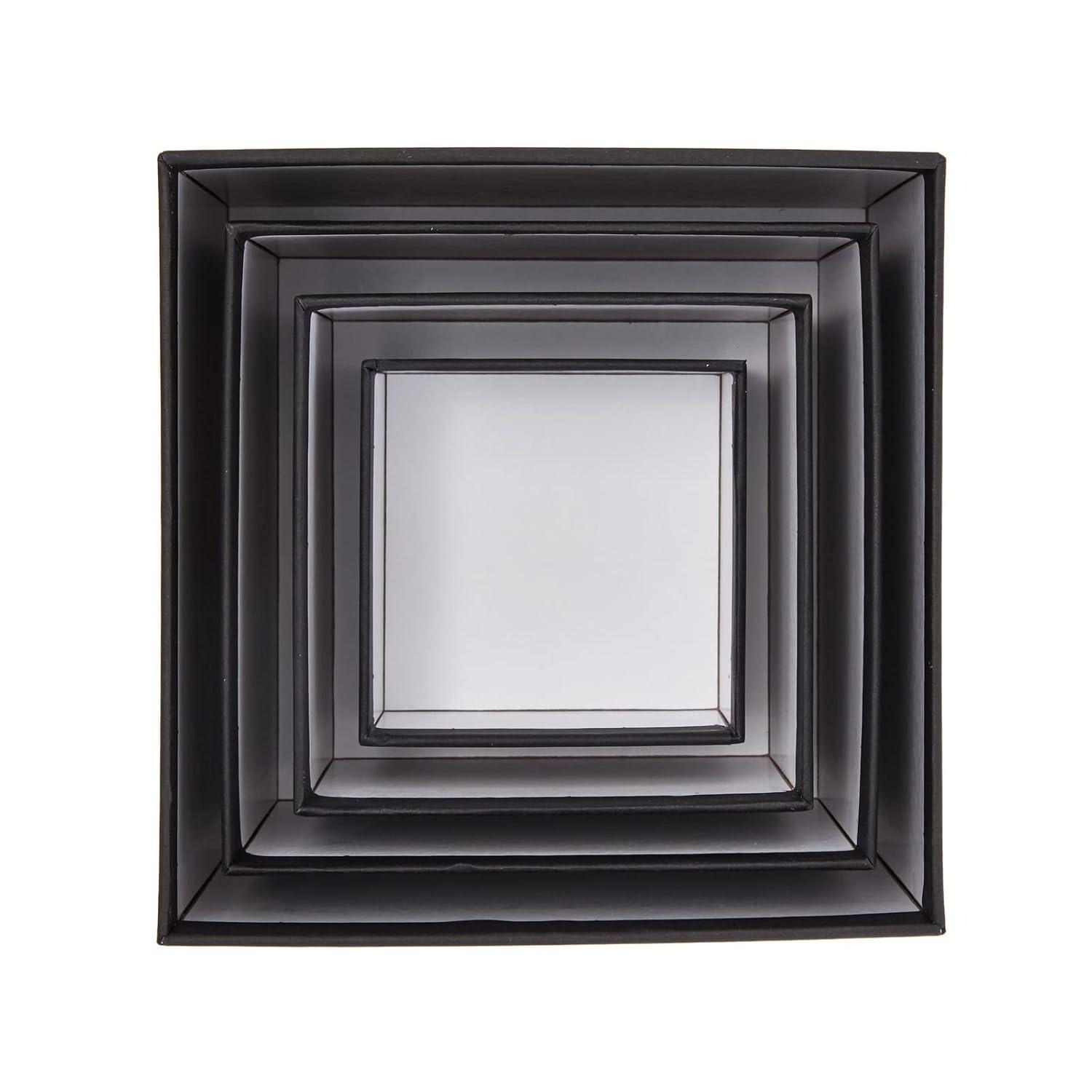 Stockroom Plus Set of 4 Sizes Square Nesting Gift Boxes with Lids for Presents, Decorative Goodie Box for Holidays, Holographic Silver