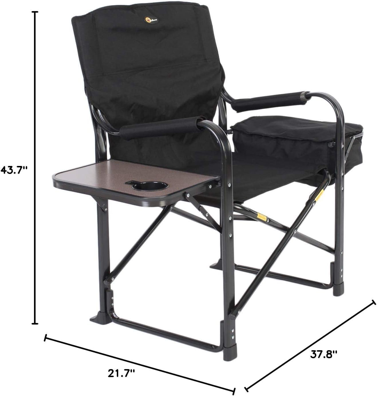 Zhao he 49580 El Capitan Folding Director Chair with Tray and Cooler Bag, Black