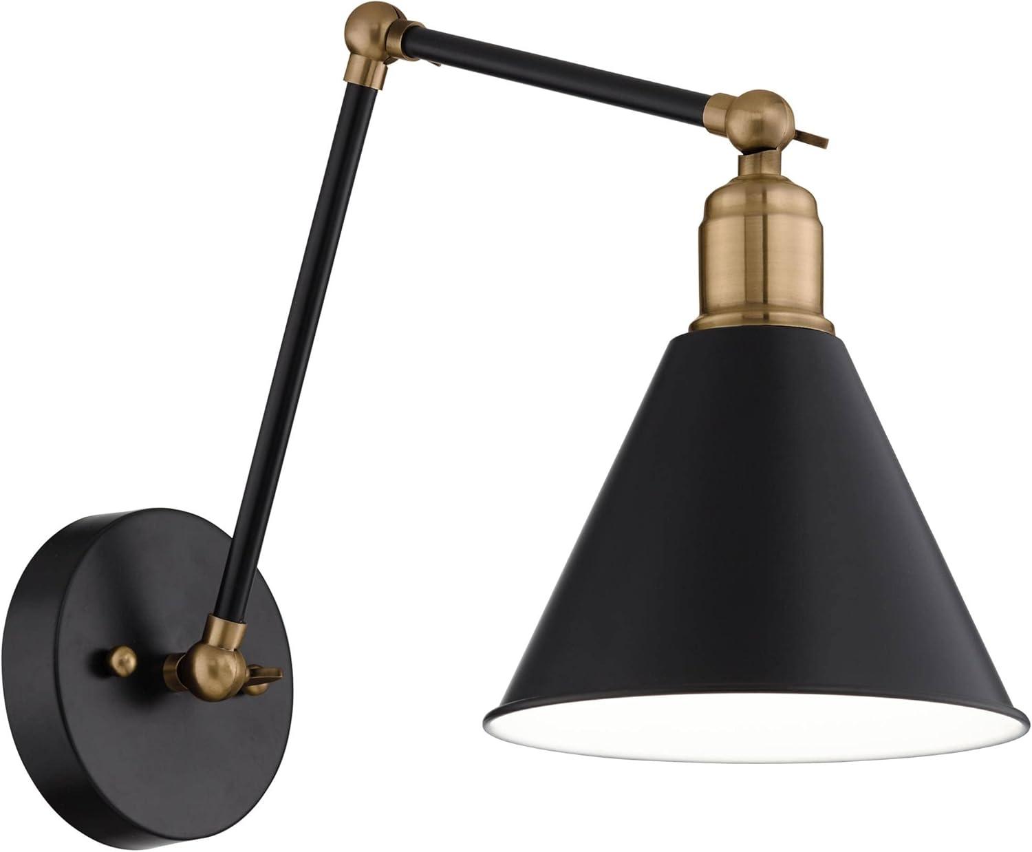 Wray Black and Brass Adjustable Wall Lamps Set of 2