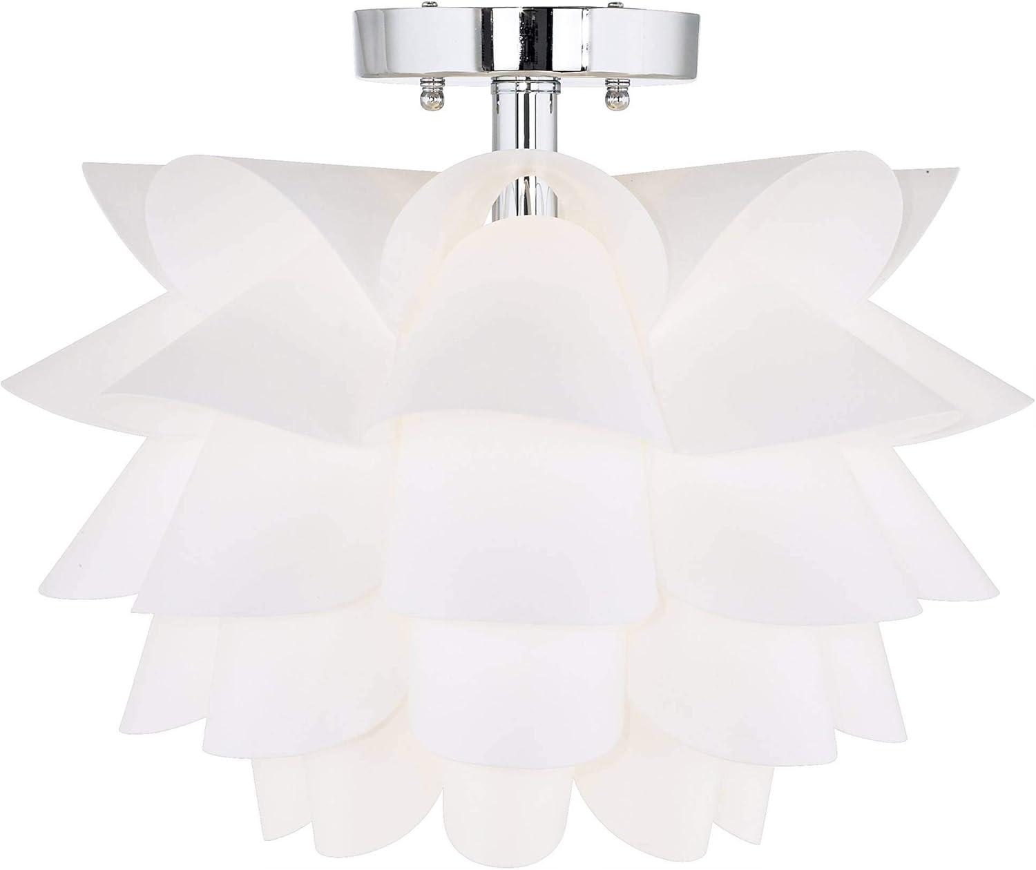 Possini Euro Design Modern Ceiling Light Semi Flush Mount Fixture 15 3/4" Wide White Flower for Bedroom Kitchen Living Room Hallway Bathroom House