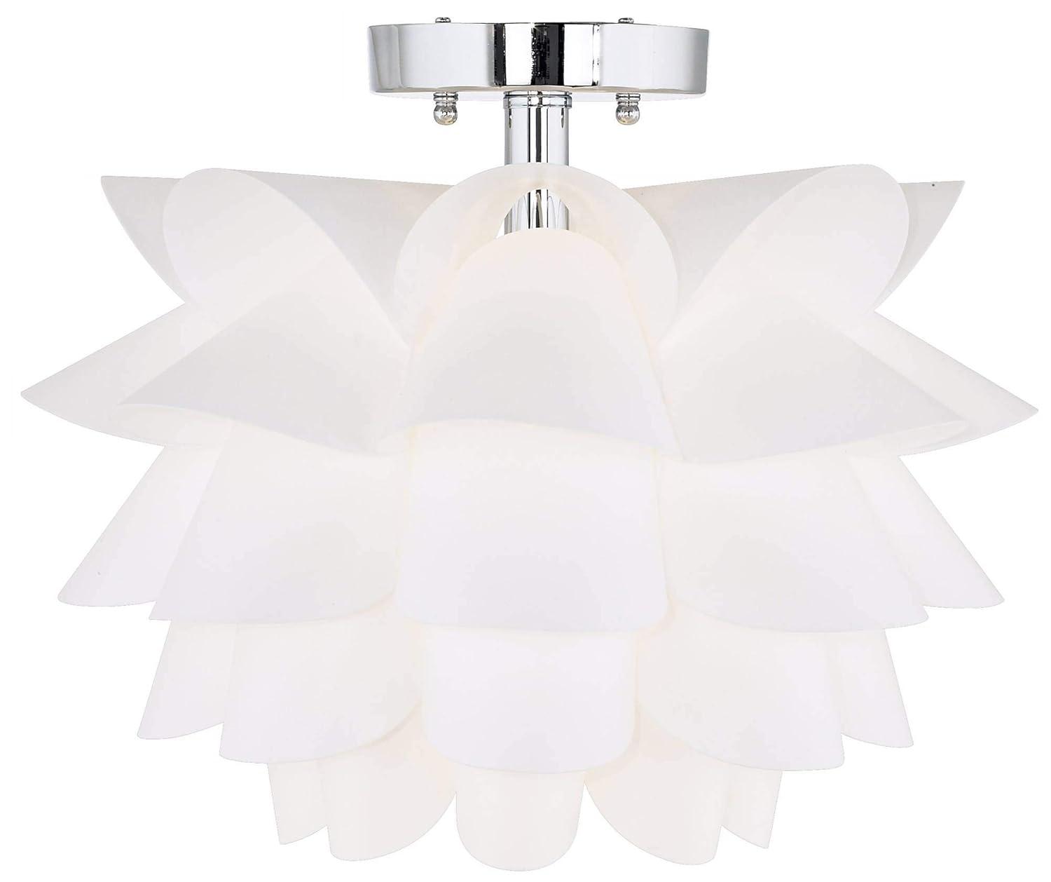 Possini Euro Design Modern Ceiling Light Semi Flush Mount Fixture 15 3/4" Wide White Flower for Bedroom Kitchen Living Room Hallway Bathroom House