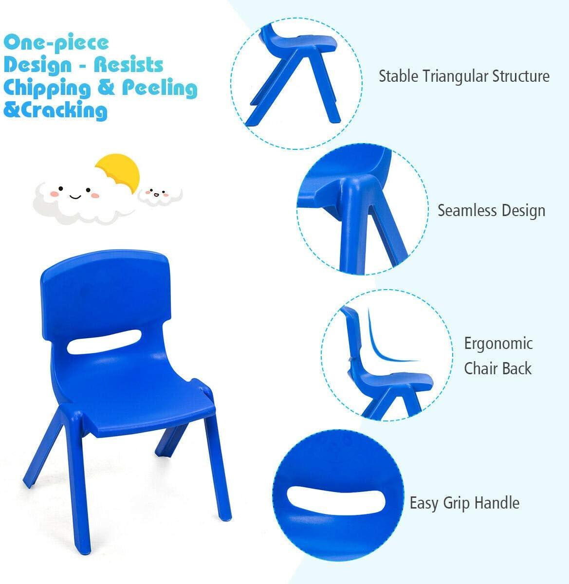 Topcobe 6-pack Kids Plastic Stackable Classroom Chairs, Toddler Living Room Chair-Blue