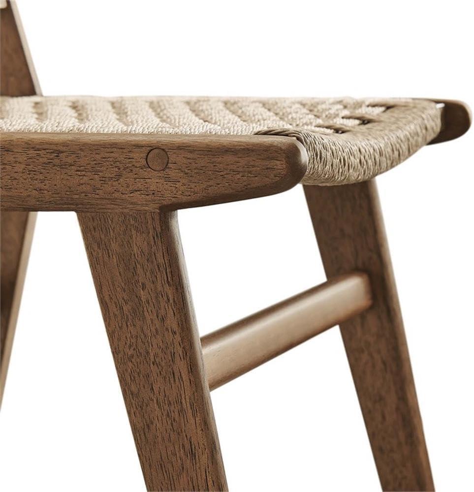 Walnut Natural Woven Rope Upholstered Side Chair Set