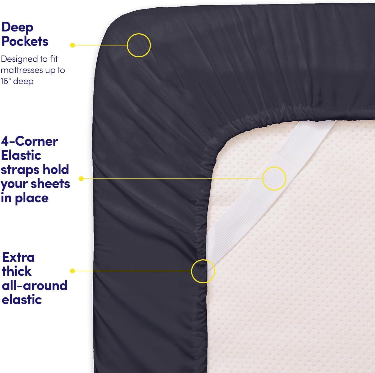 1500 Supreme Collection Queen Sheet Sets Navy Blue - Luxury Hotel Bed Sheets and Pillowcase Set for Queen Mattress - Extra Soft, Elastic Corner Straps, Deep Pocket Sheets, Queen Navy Blue