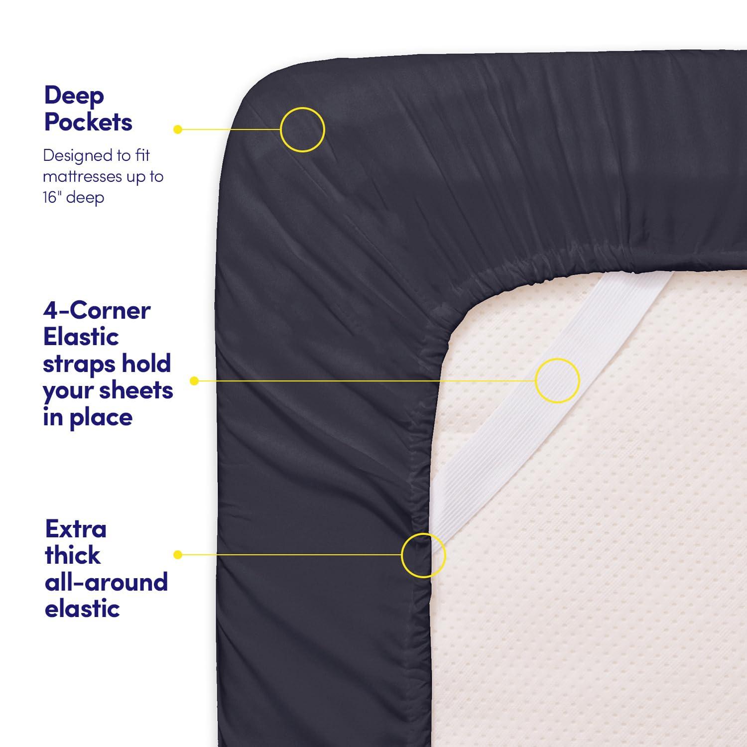 1500 Supreme Collection Queen Sheet Sets Navy Blue - Luxury Hotel Bed Sheets and Pillowcase Set for Queen Mattress - Extra Soft, Elastic Corner Straps, Deep Pocket Sheets, Queen Navy Blue