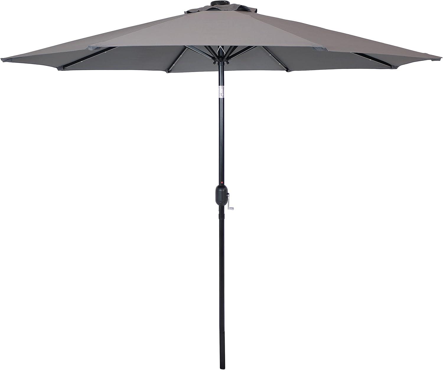 Sunnydaze Outdoor Steel Cantilever Offset Patio Umbrella with Solar LED Lights, Crank, and Push Button Tilt - 9' - Gray