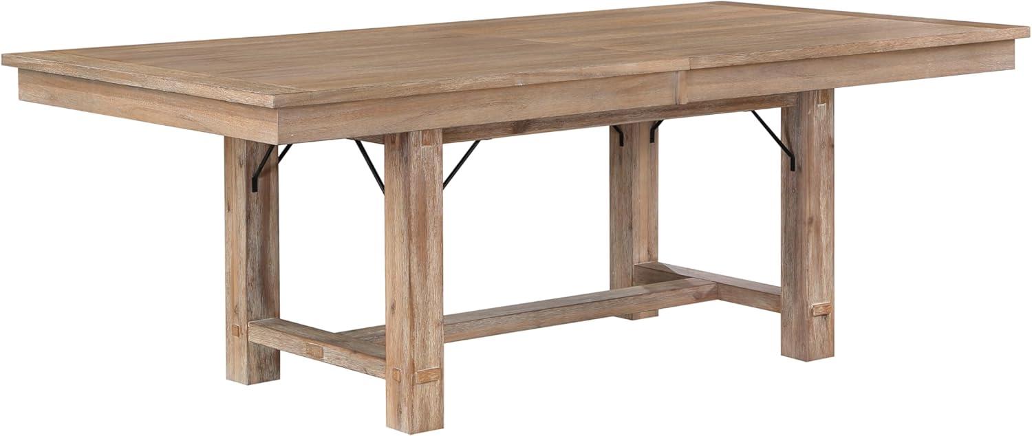 Benjara Deen 85-103 Inch Dining Table, 8 Seater, Self Storing Leaf, Brown Wood