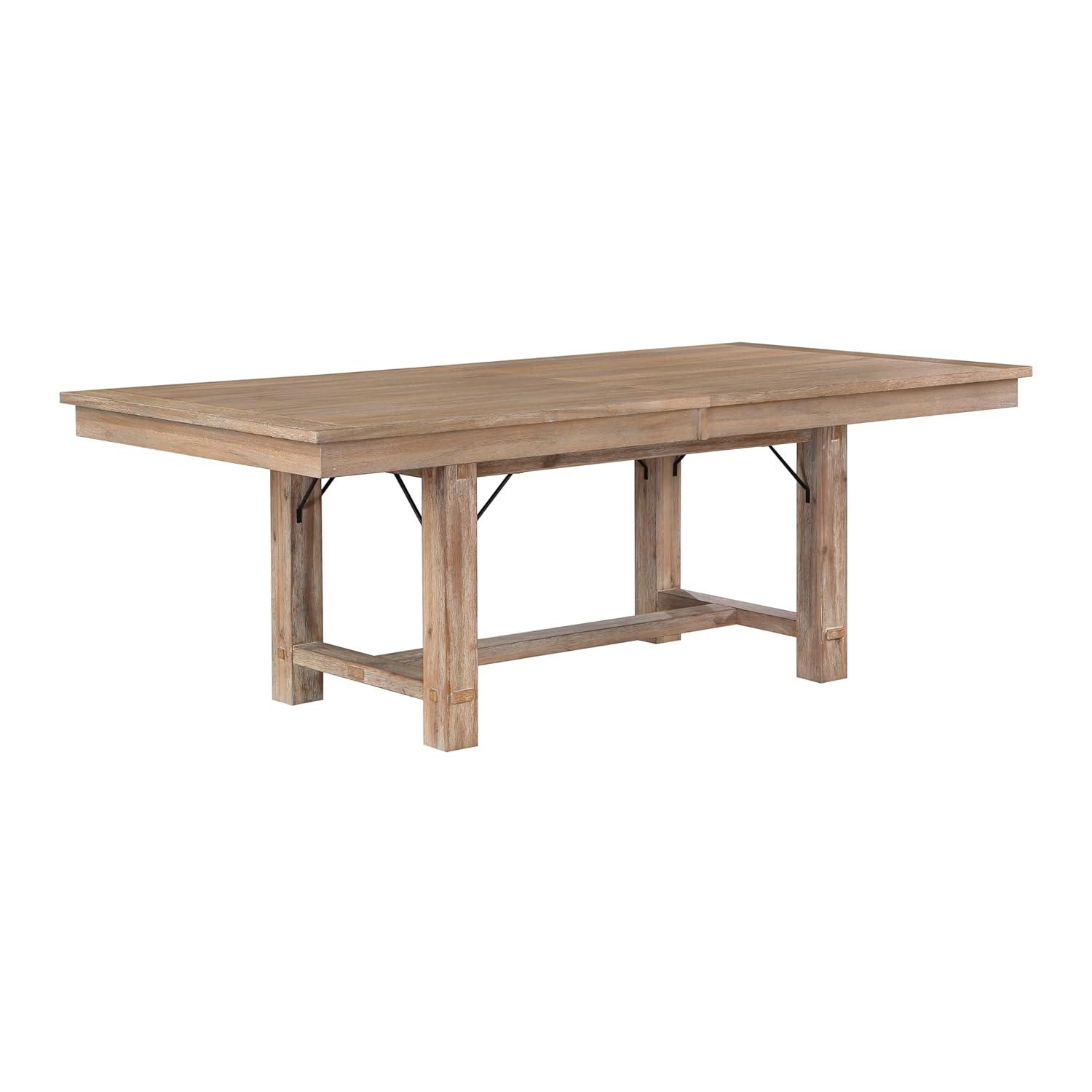 Benjara Deen 85-103 Inch Dining Table, 8 Seater, Self Storing Leaf, Brown Wood