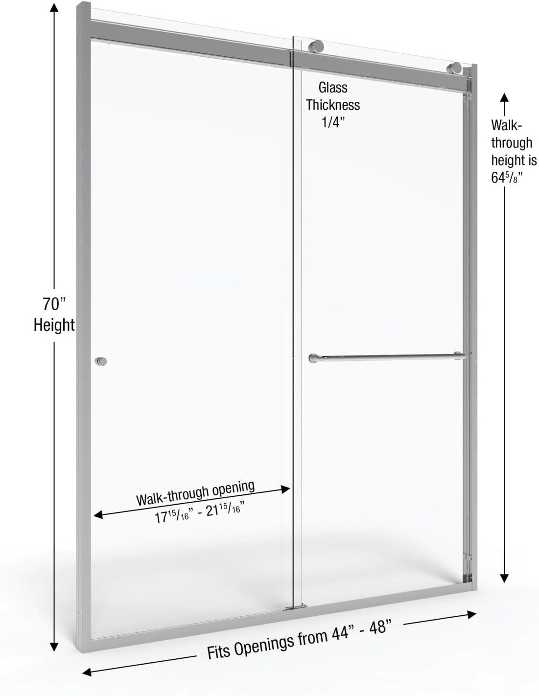 Rotolo 48" W X 70" H Semi-Frameless Shower Door