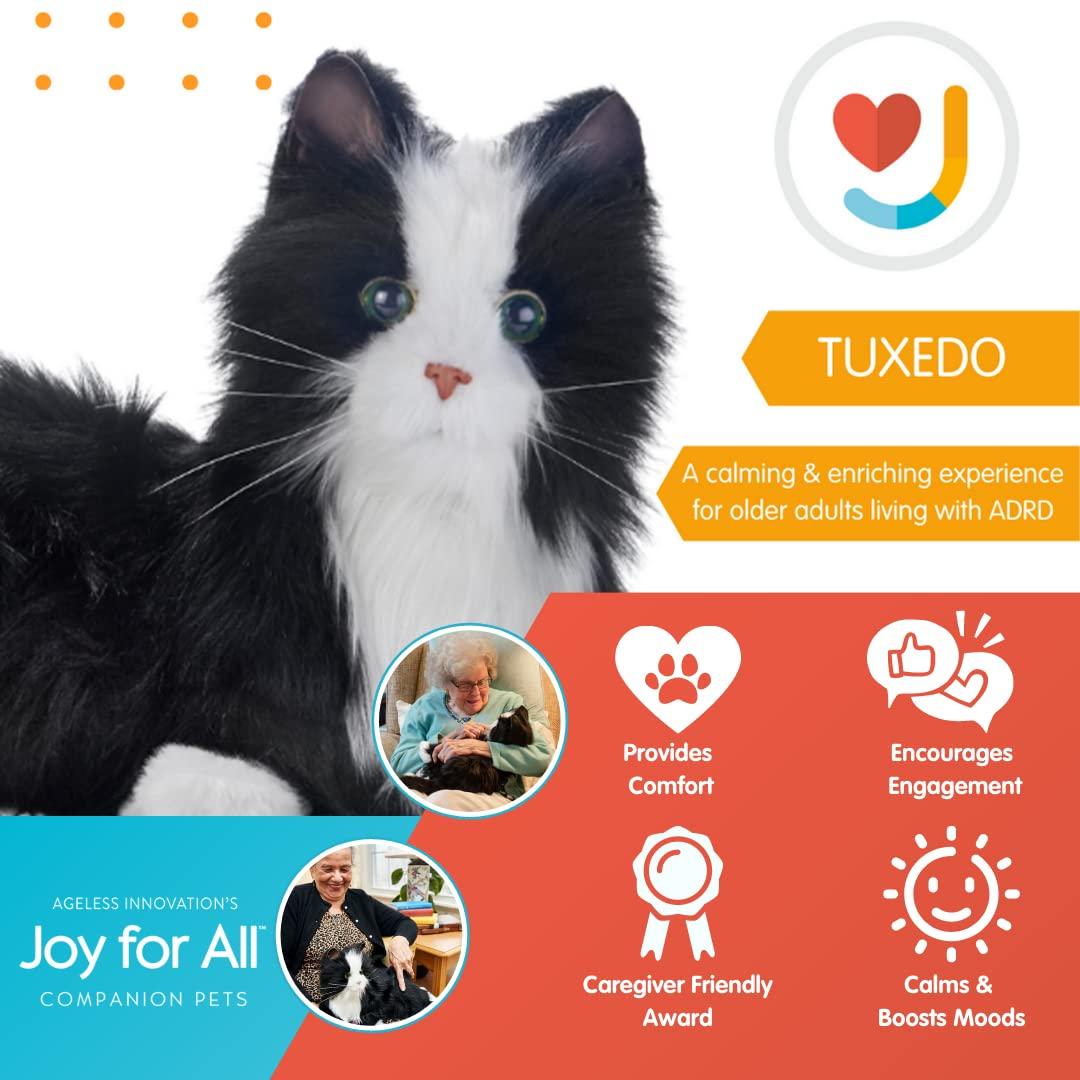 Joy For All Black and White Tuxedo Cat Robot Companion for Age Related Memory Loss and Caregivers by Ageless Innovation
