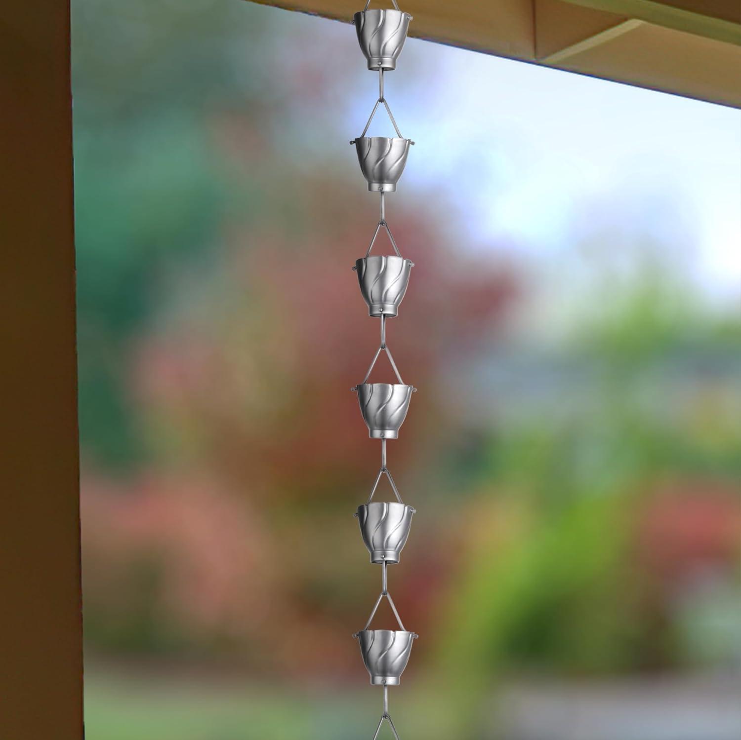 Aluminum Akira Rain Chain Replacement Downspout for Gutters