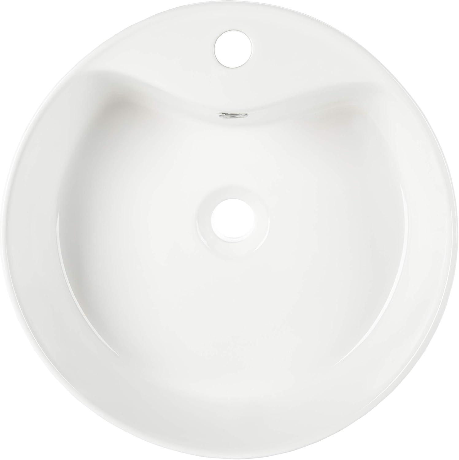 Mira White Ceramic Round Vessel Sink with Overflow Drain