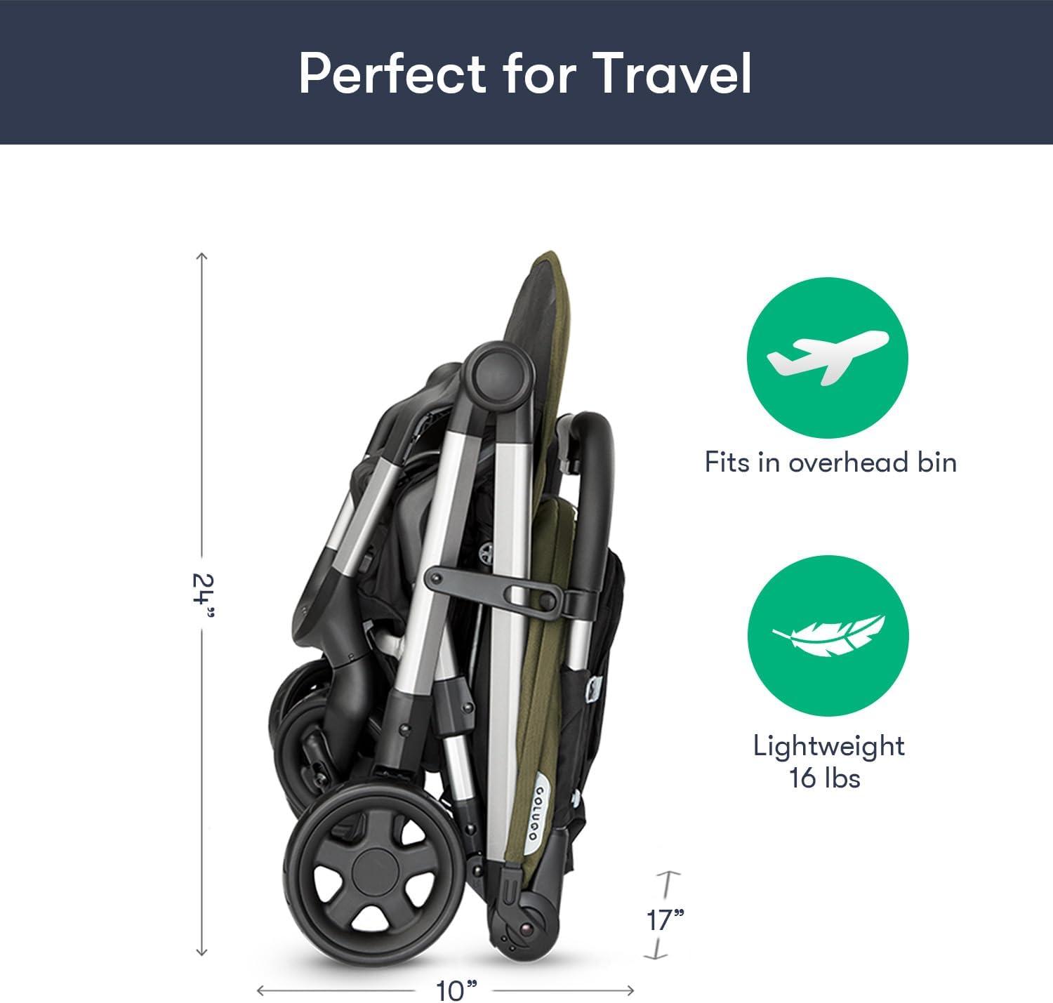 Olive Compact Lightweight Travel Stroller with Sun Canopy