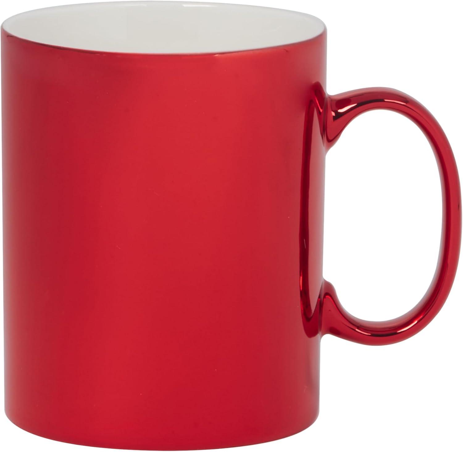 Holiday Red Ceramic Christmas Mugs, Set of 6, 16 oz