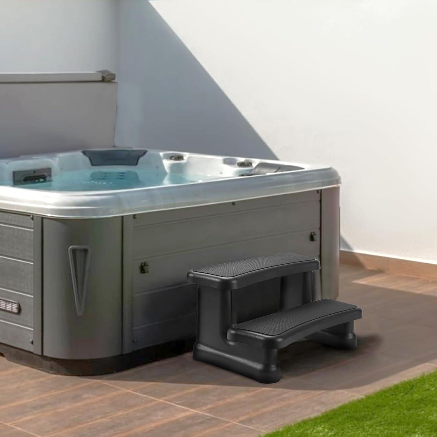 Black UV-Resistant Non-Slip Hot Tub Steps