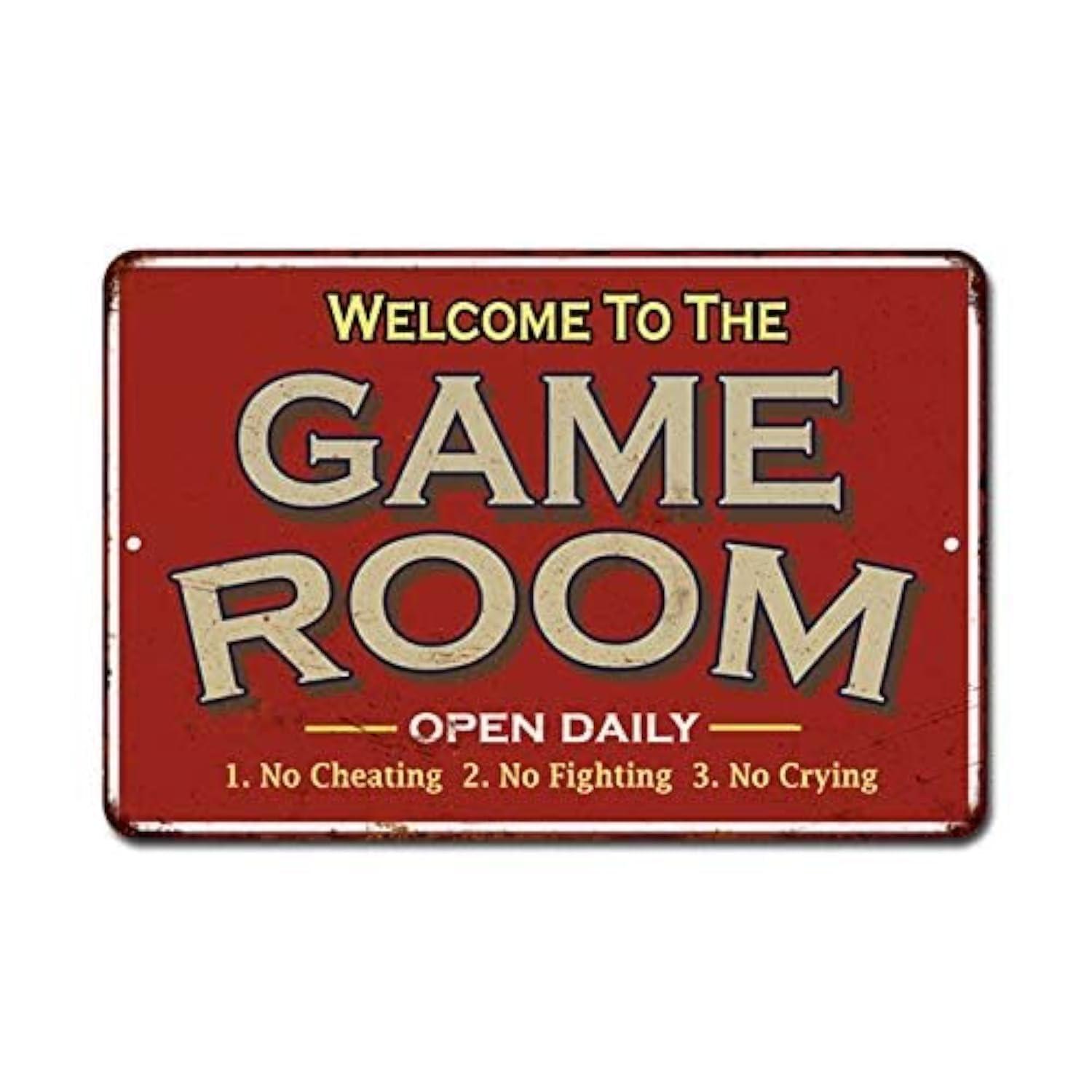 Game Room Sign Rustic Wall decor Gameroom Signs Home Vintage Decorations Games Arcade Retro Video Gamer Art Gaming wall art Size: 8 x 12 Inches