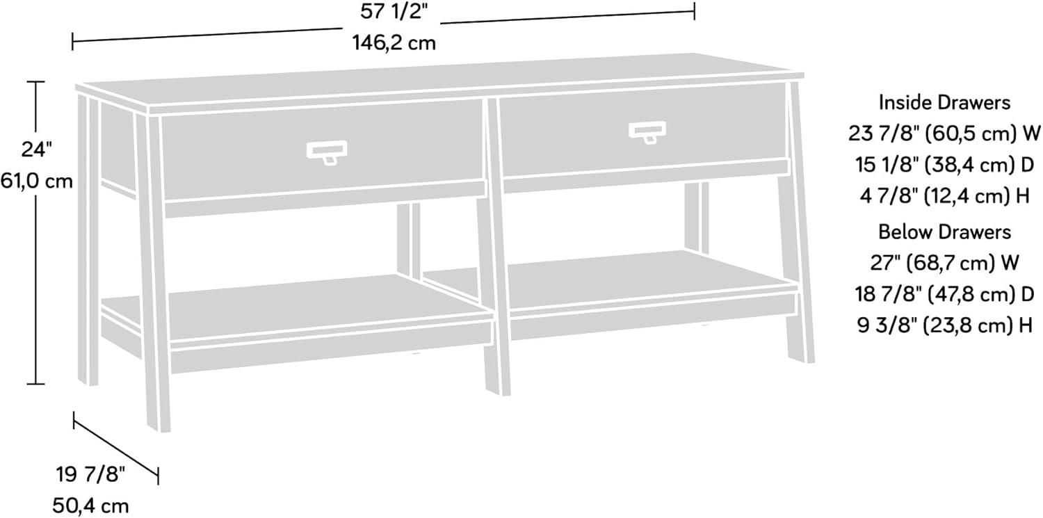 Sauder Trestle TV Stand with Drawers in Mystic Oak for TVs up to 60", Mystic Oak Finish