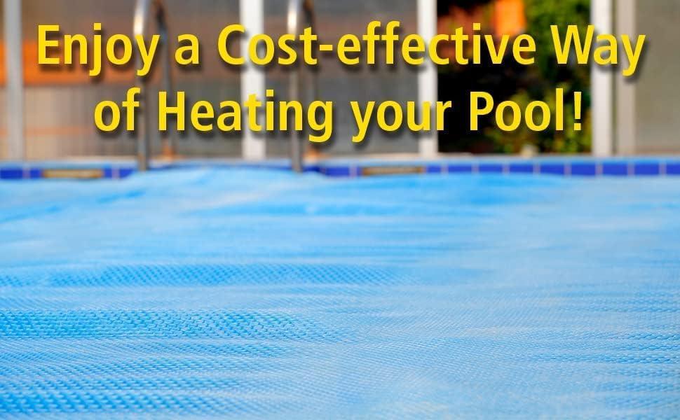 SunHeater Heavy Duty Pool Solar Cover 16 ft. x 24 ft. Rectangular Blue In Ground Solar Pool Blanket 12 Mil