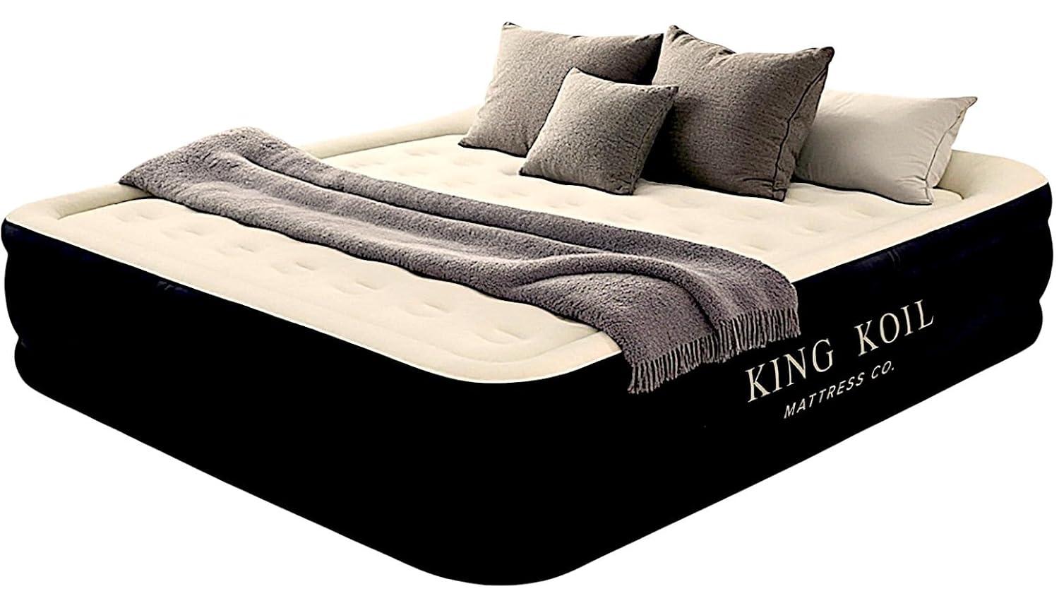 California King Black Raised Air Mattress with Built-in Pump