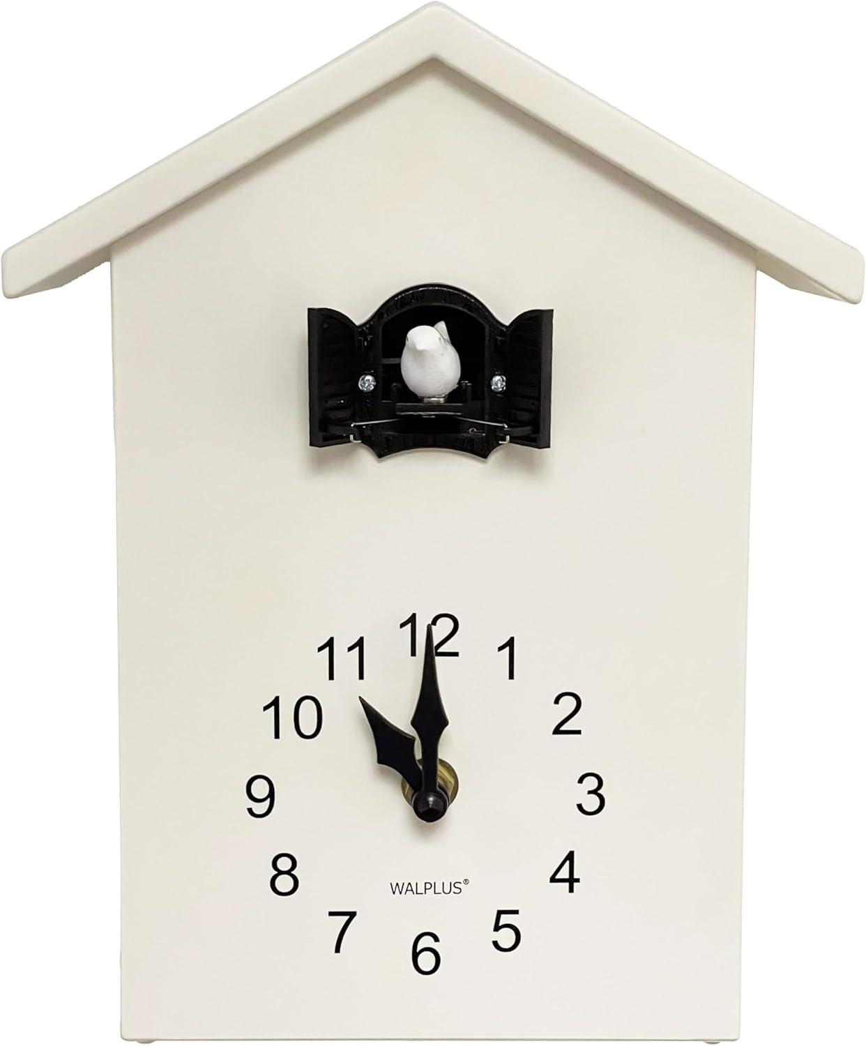 White PVC Modern Minimalist Cuckoo Clock with Pendulum