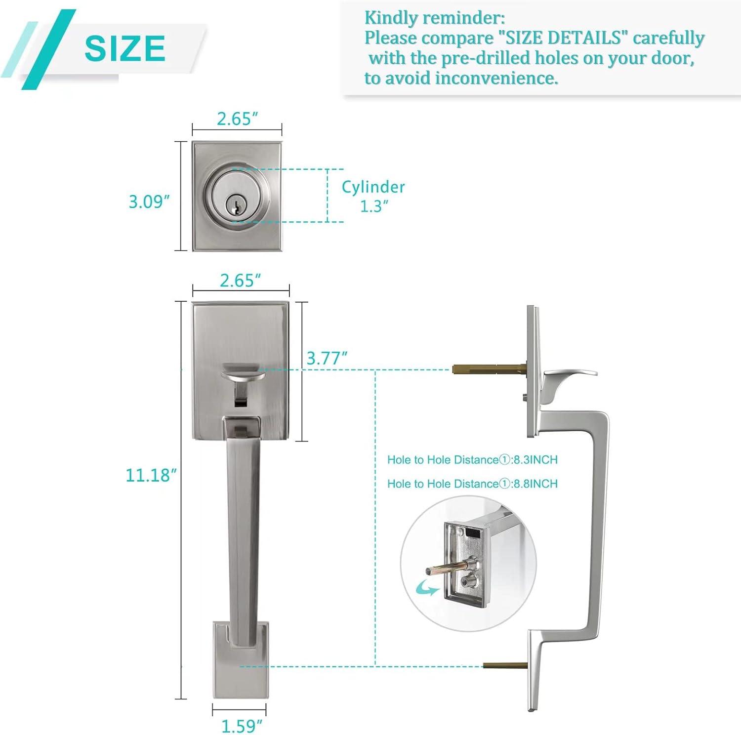 Satin Nickel Modern Double Door Handle Set with Lever