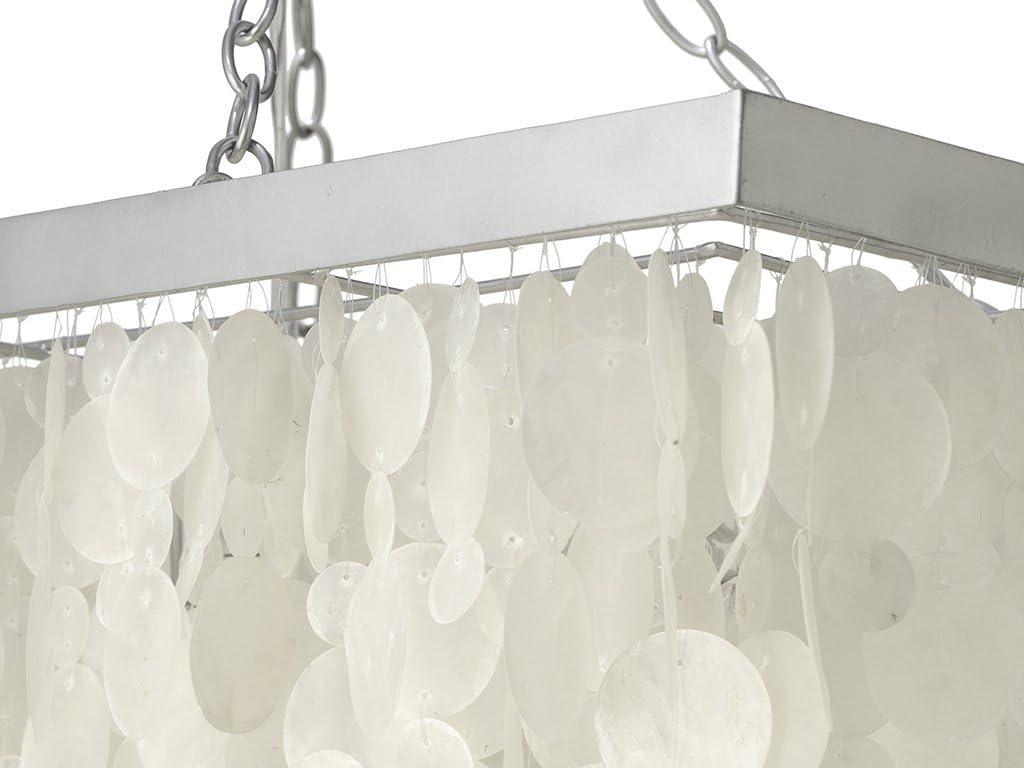 Kouboo Rectangular Chandelier With Capizzi, Pendant Lighting, Chandelier For Living Room, Dining Table, Bedroom, Kitchen, White