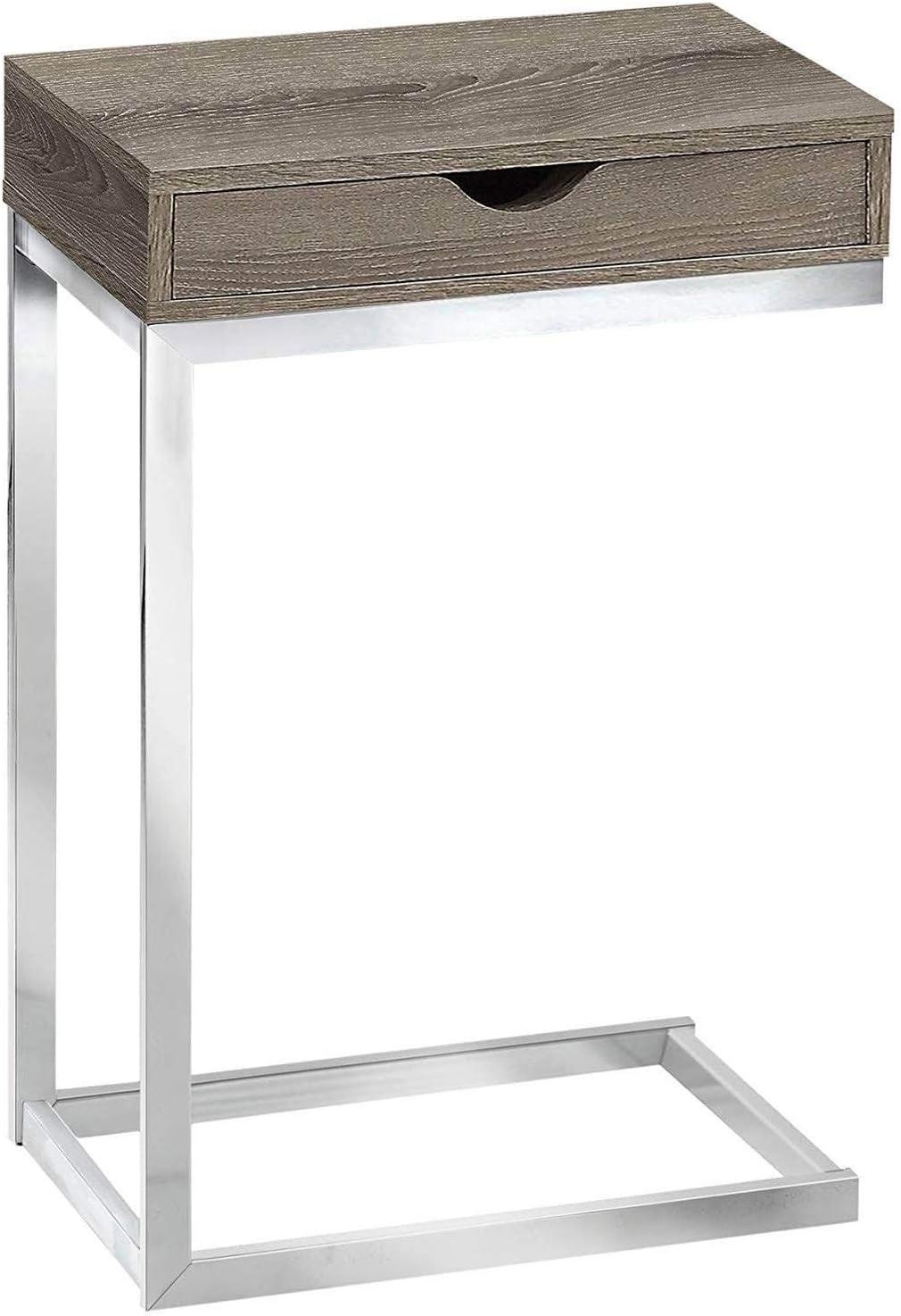 Dark Taupe and Chrome Rectangular Wood Accent Table with Storage