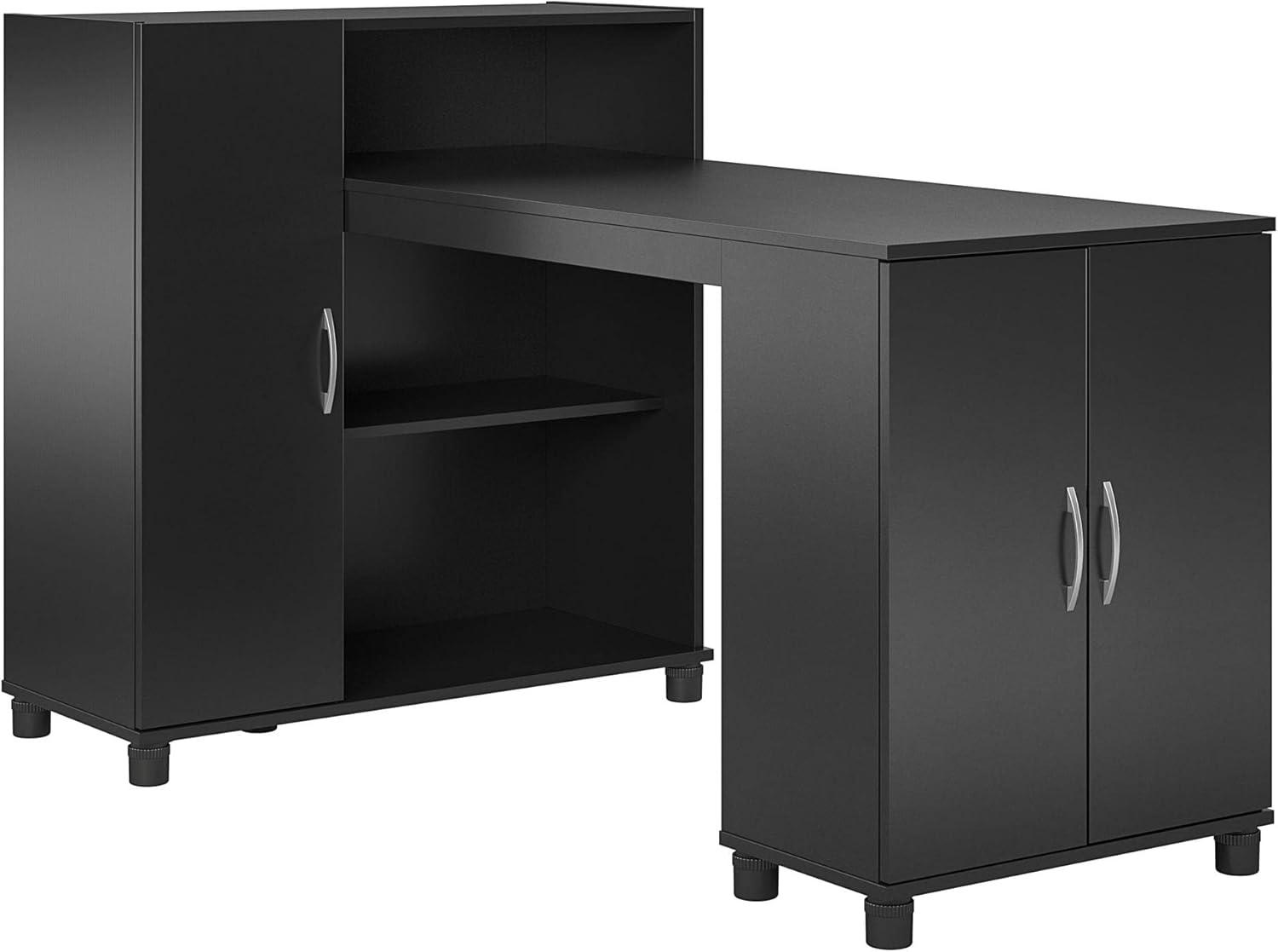 RealRooms Basin Hobby and Craft Desk with Storage, Black