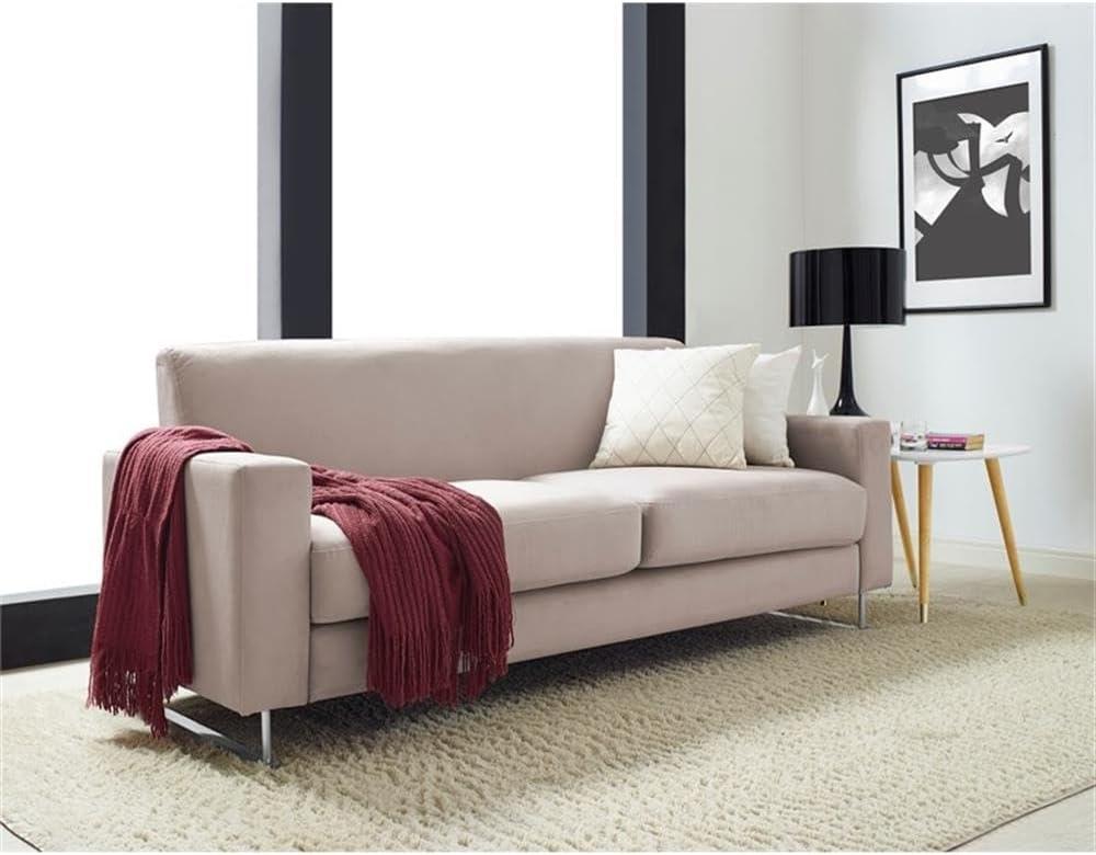 Elle Decor Baylie Mid-Century Modern Sofa with Chrome Sleigh Legs