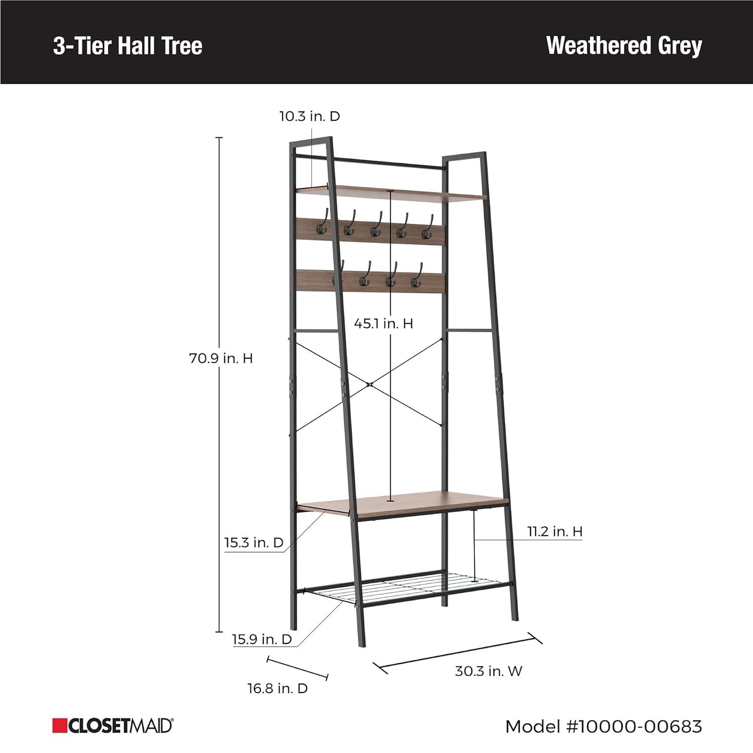 Steel Hall Tree with Bench and Shoe Storage