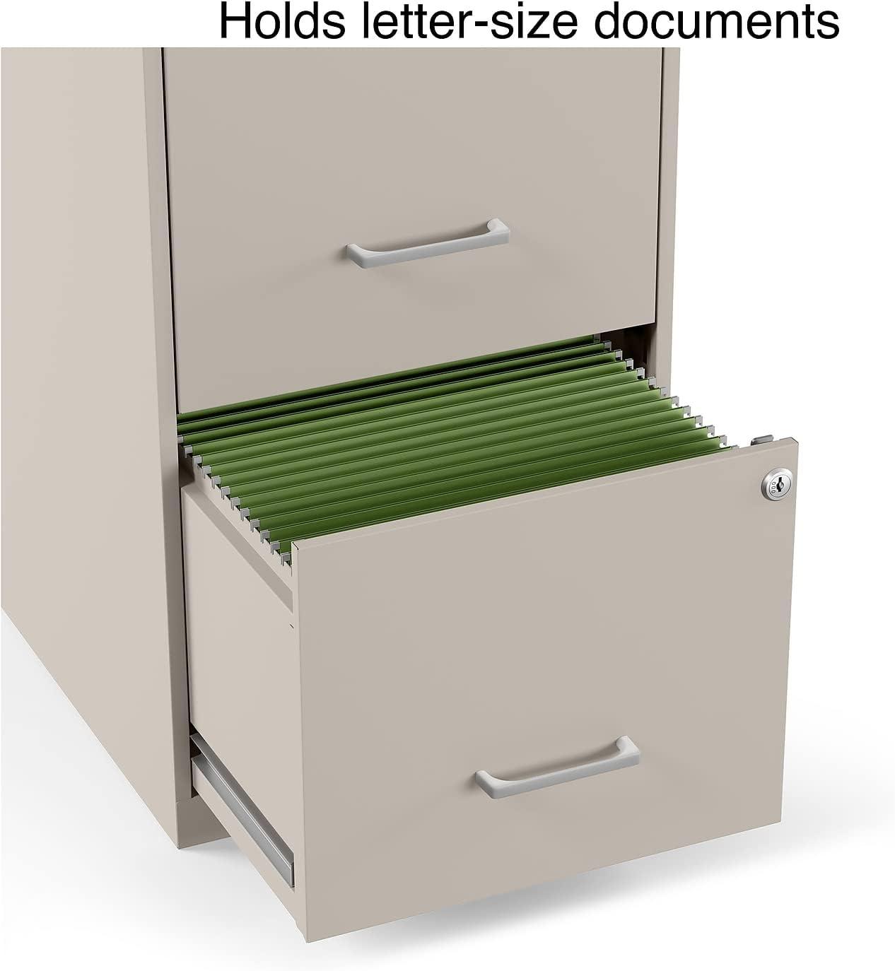 MyOfficeInnovations 2-Drawer Vertical File Cabinet Locking Letter Putty/Beige 18"D 2806662