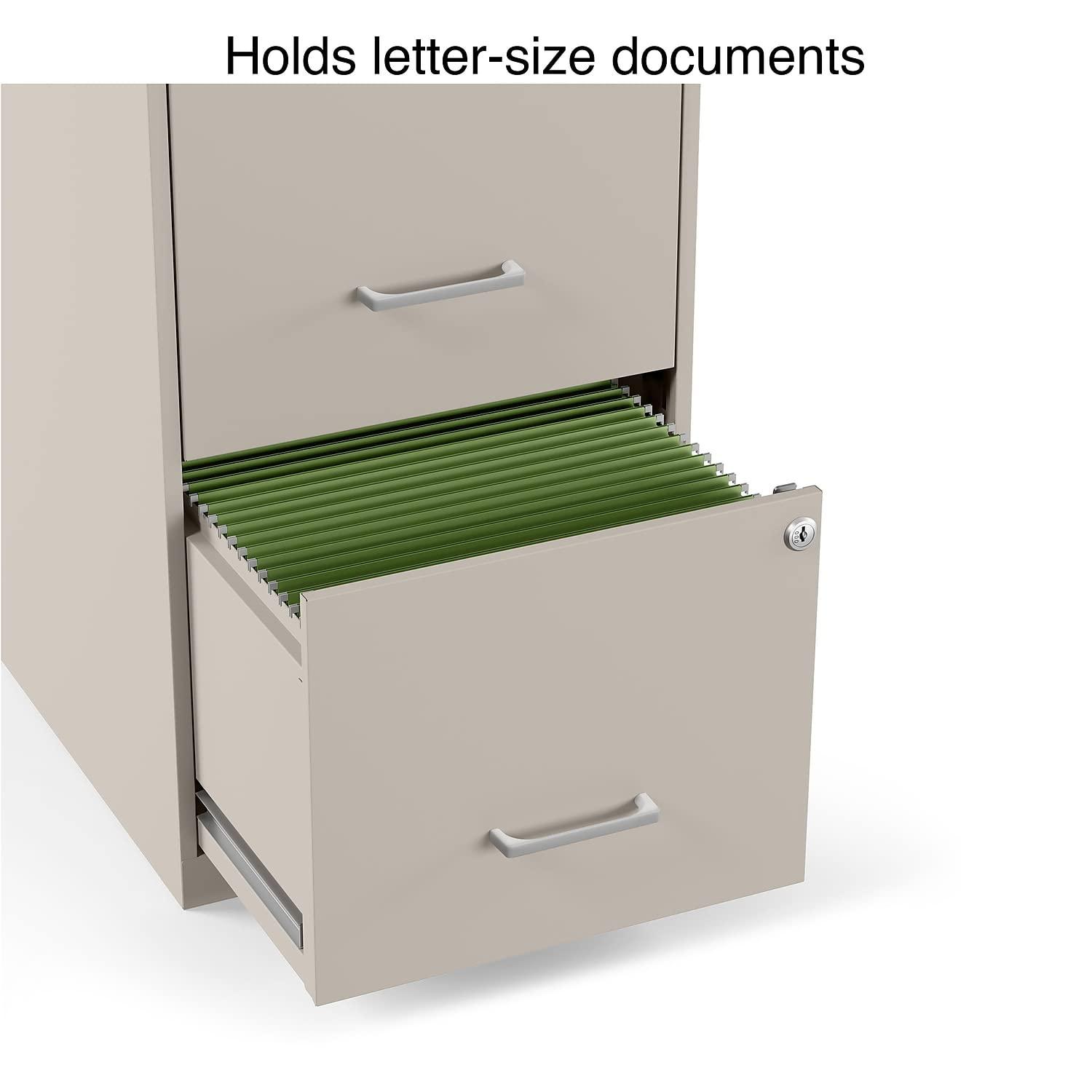 MyOfficeInnovations 2-Drawer Vertical File Cabinet Locking Letter Putty/Beige 18"D 2806662
