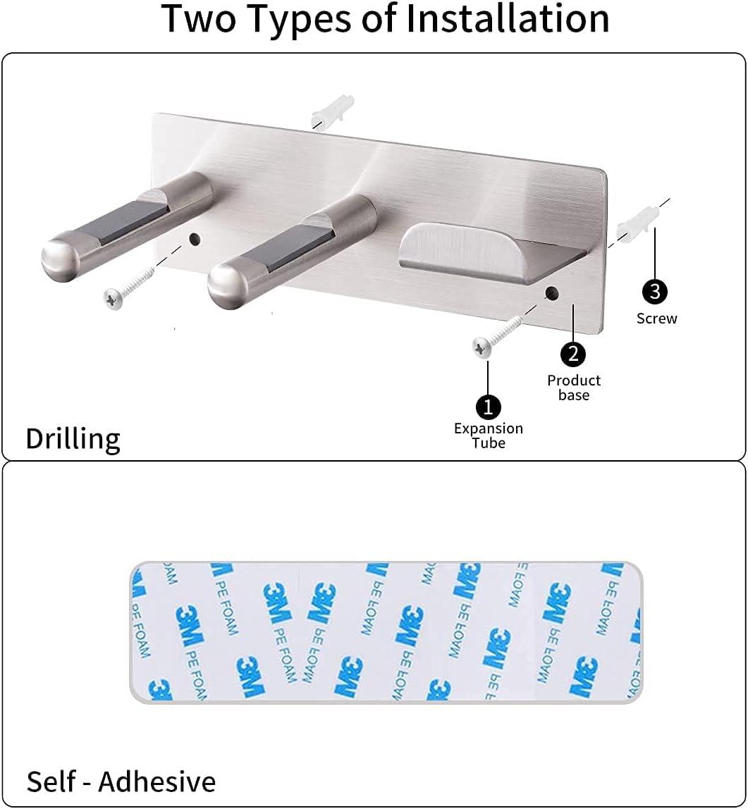 Hair Dryer Holder Wall Mount Compatible with Hair Dryer, 304 Stainless Steel Hair Dryer Blow Diffuser Holder Organizer Adhesive for The Bathroom, Silver