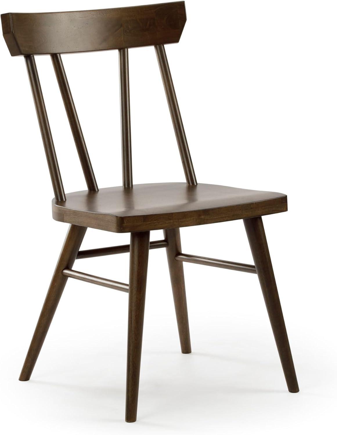 Plank+Beam Windsor Dining Chair Set of 2, Solid Wood Chairs for Kitchen, Office, Living Room,Walnut