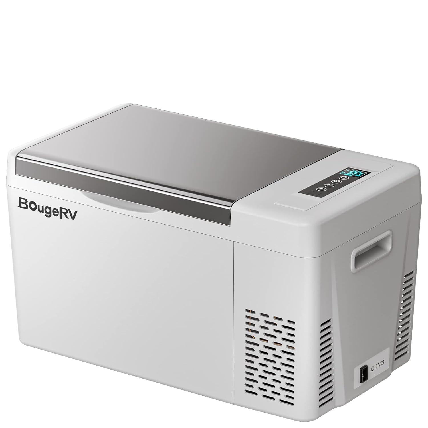BougeRV Portable Car Refrigerator 23 Qt, 12 Volt Refrigerator Portable Freezer Compressor Cooler with -7℉~50℉ Cooling Range, 12/24V DC 110~240V AC for RV Truck Vehicle Boat Outdoor Use Gray