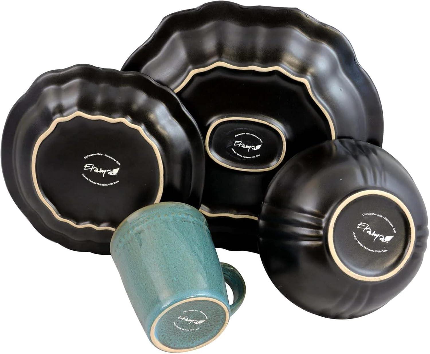 Elama Regency 16 Piece Stoneware Dinnerware Set in Red