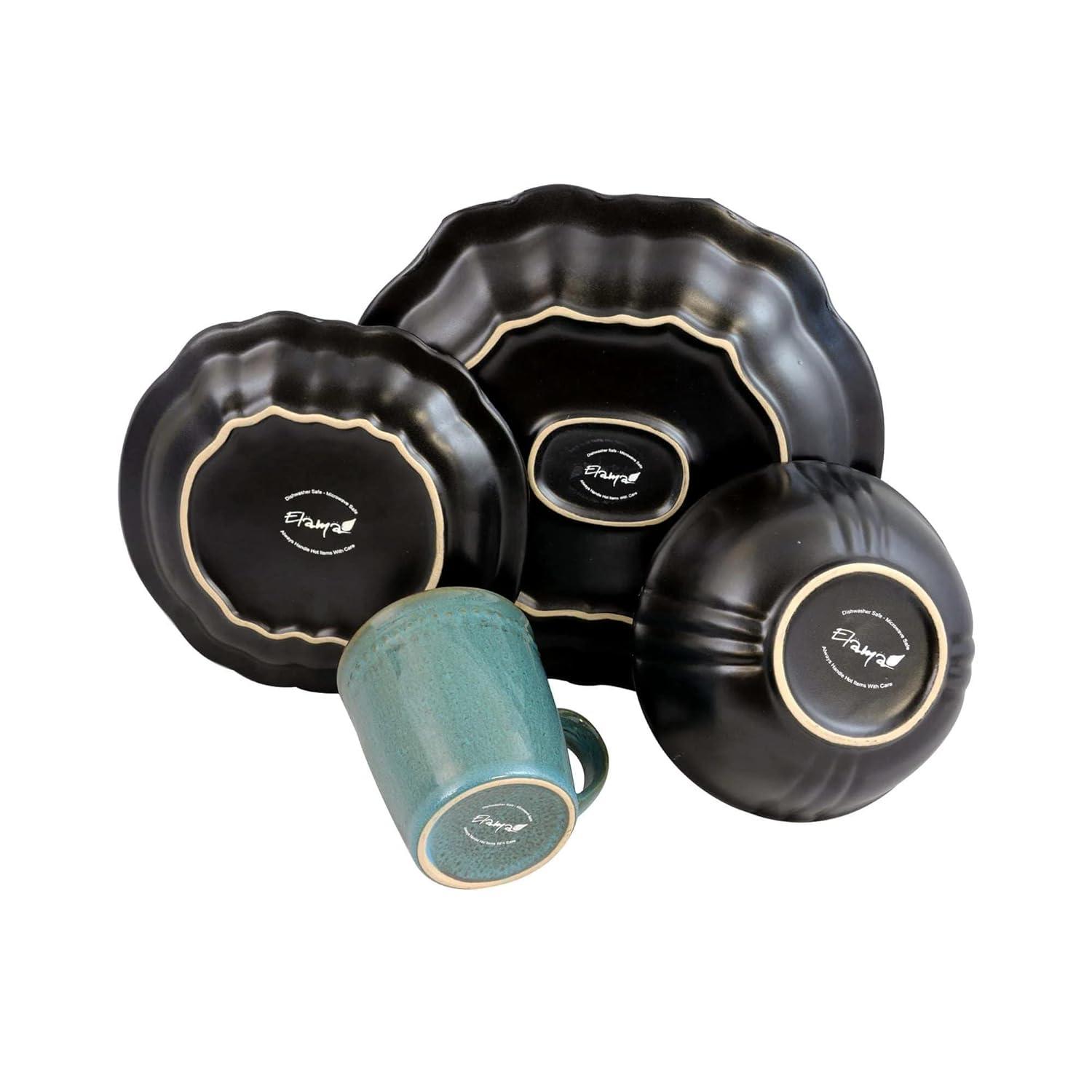 Elama Regency 16 Piece Stoneware Dinnerware Set in Red