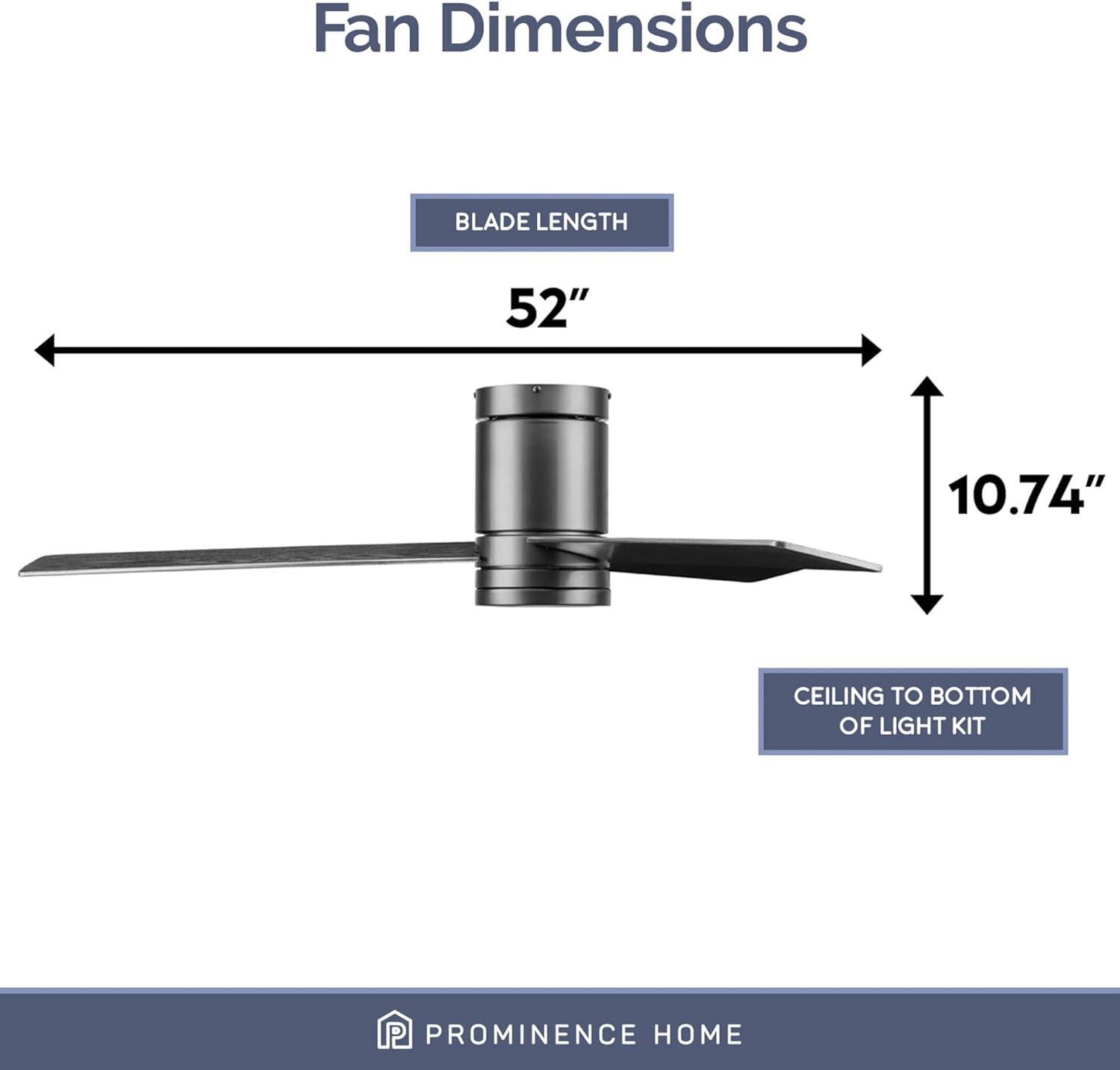 Prominence Home 52 in Espy Matte Black Remote Control 3 Blades Ceiling Fan, Matte