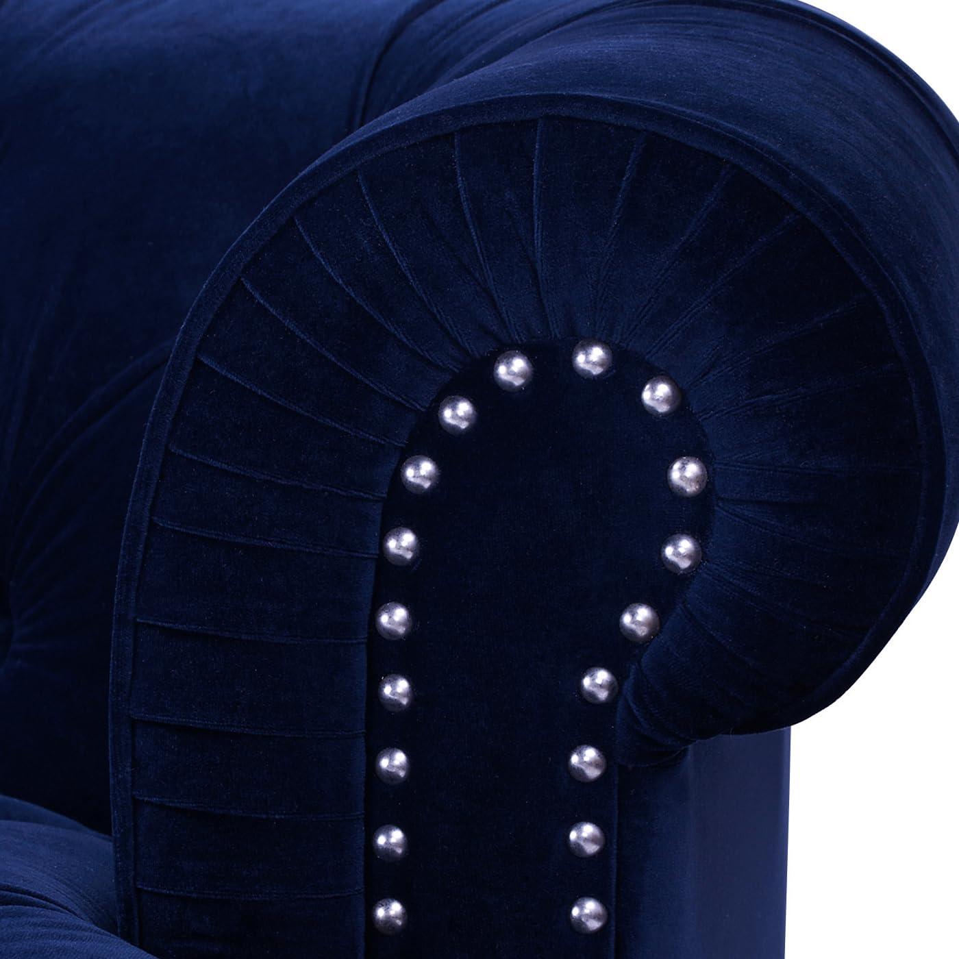 Jennifer Taylor Home La Rosa 84" Victorian Chesterfield Living Room Tufted Sofa Couch, Navy Blue