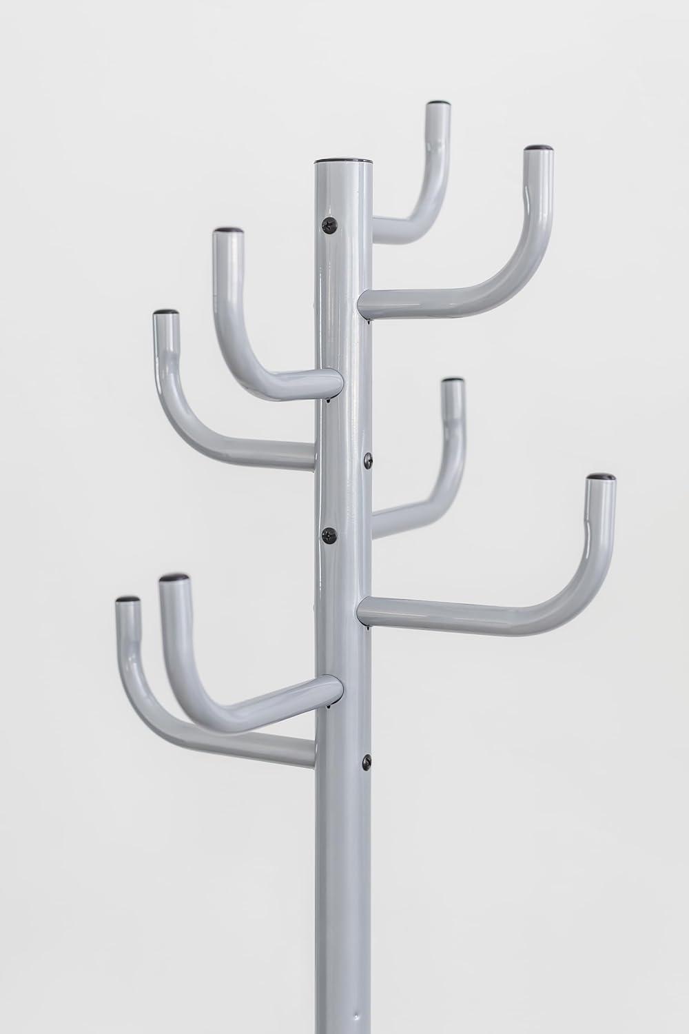 Gray Coat Rack - Freestanding Hat and Coat Stand with 8 Hooks