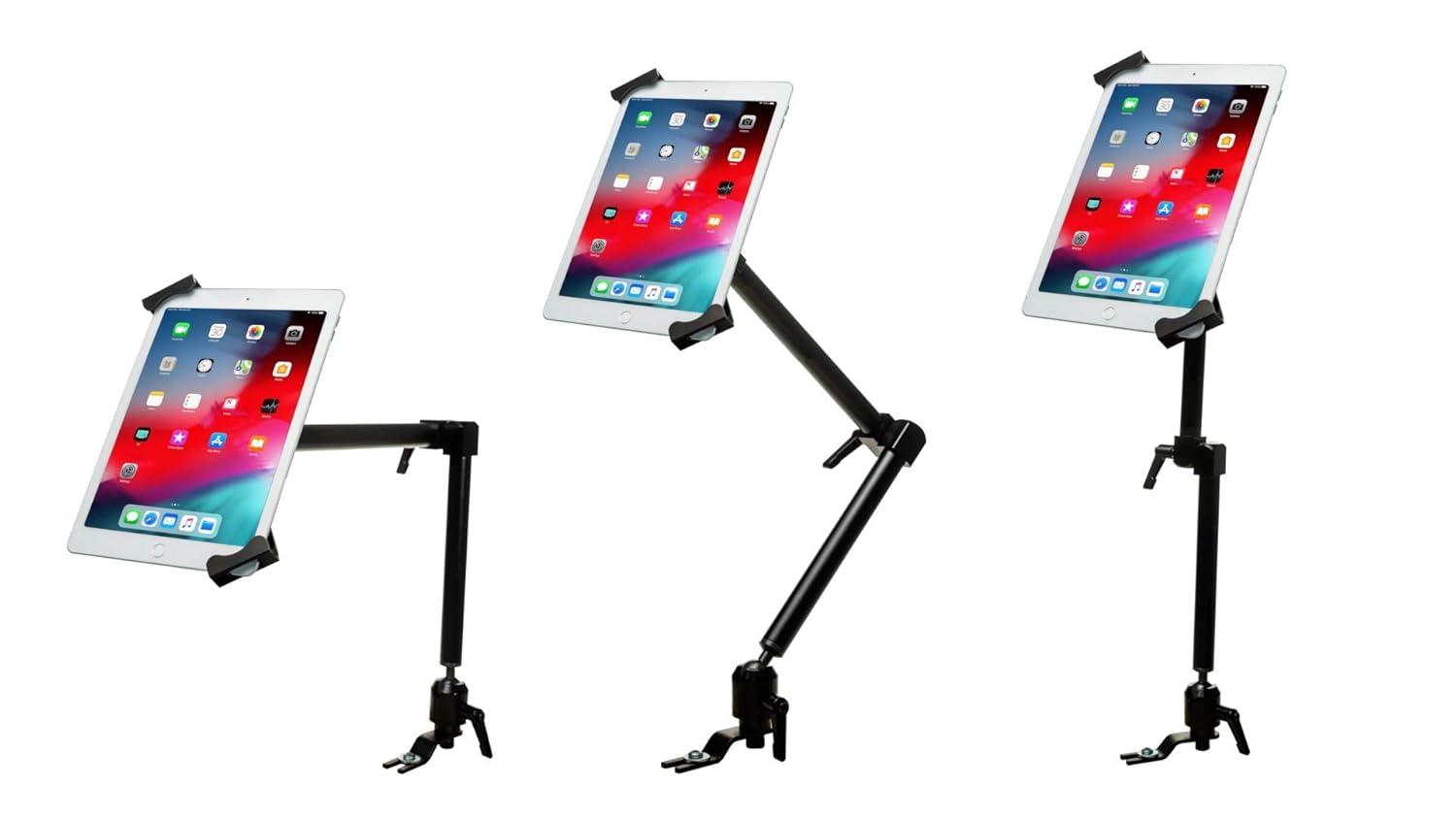 CTA Digital Security Vehicle Mount - CTA Universal Aluminum Locking Tablet Mount for 7-14" Tablet - Compatible with iPad 7th/ 8th/ 9th Gen 10.2", iPad Pro 12.9", iPad Air 3, Surface Pro 4, Galaxy Tab