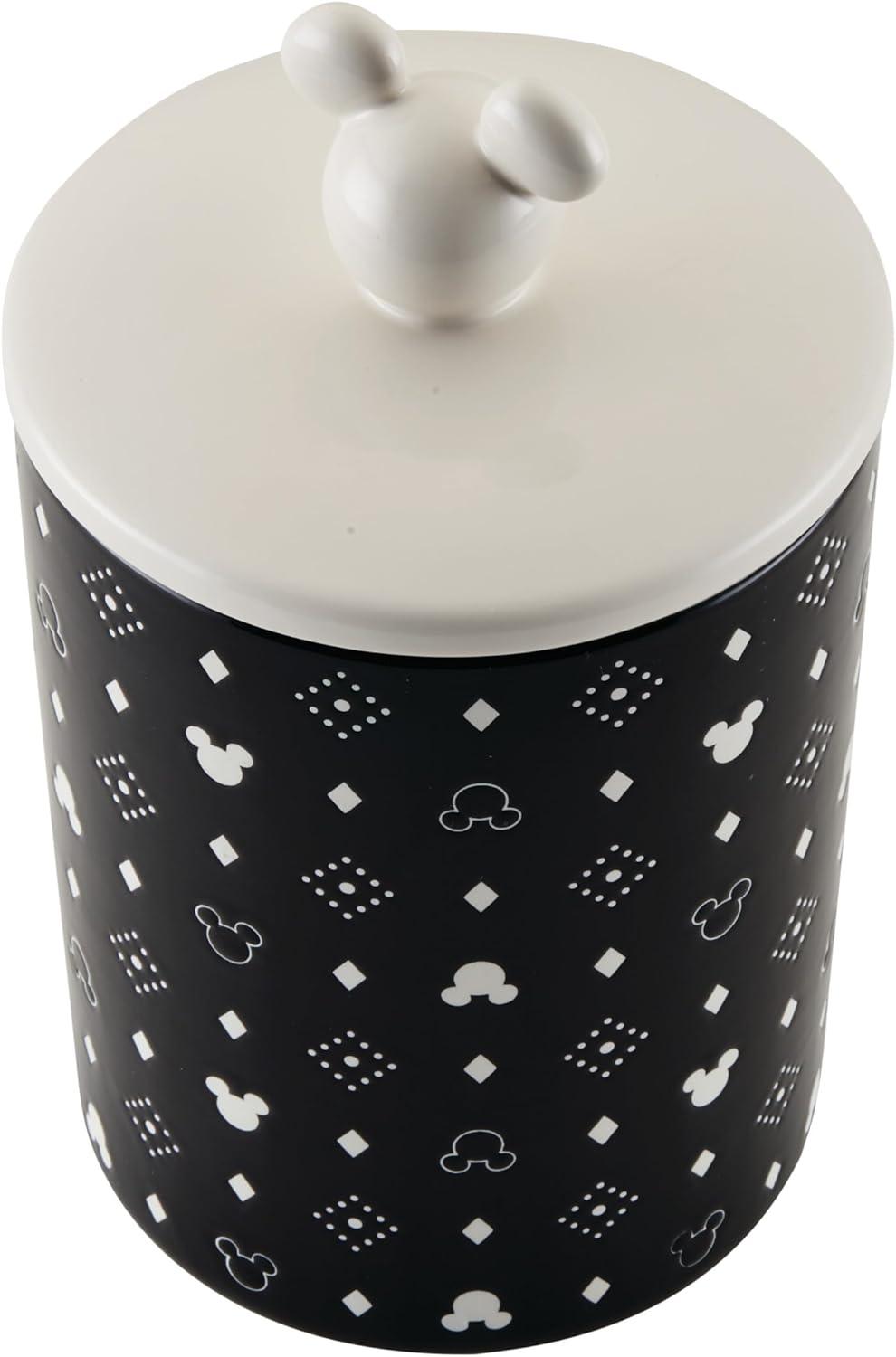 Black Geometric Ceramic Canister with Lid, 7 Cup