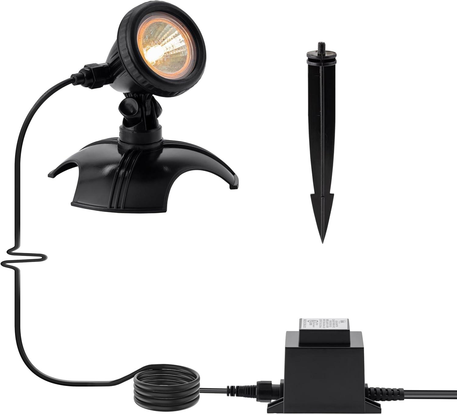 Black Outdoor Halogen Pond and Garden Spotlight with Transformer